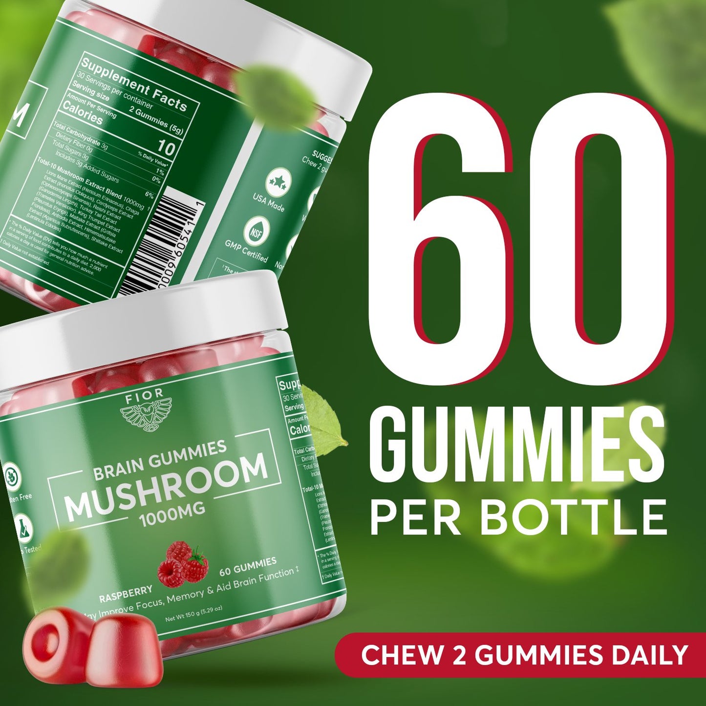 FIOR 10 Mushroom Blend Gummies 60 count - FIOR