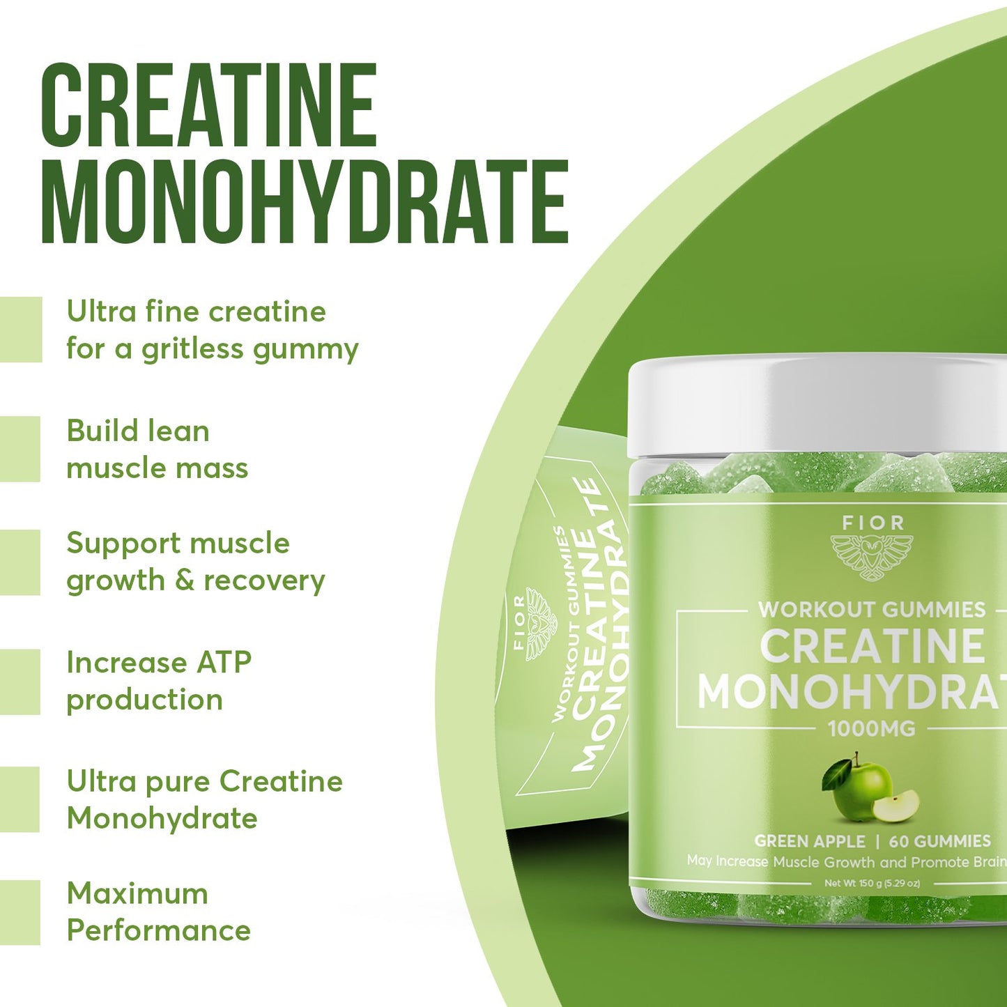FIOR Creatine Gummies - Green Apple Flavor - FIOR