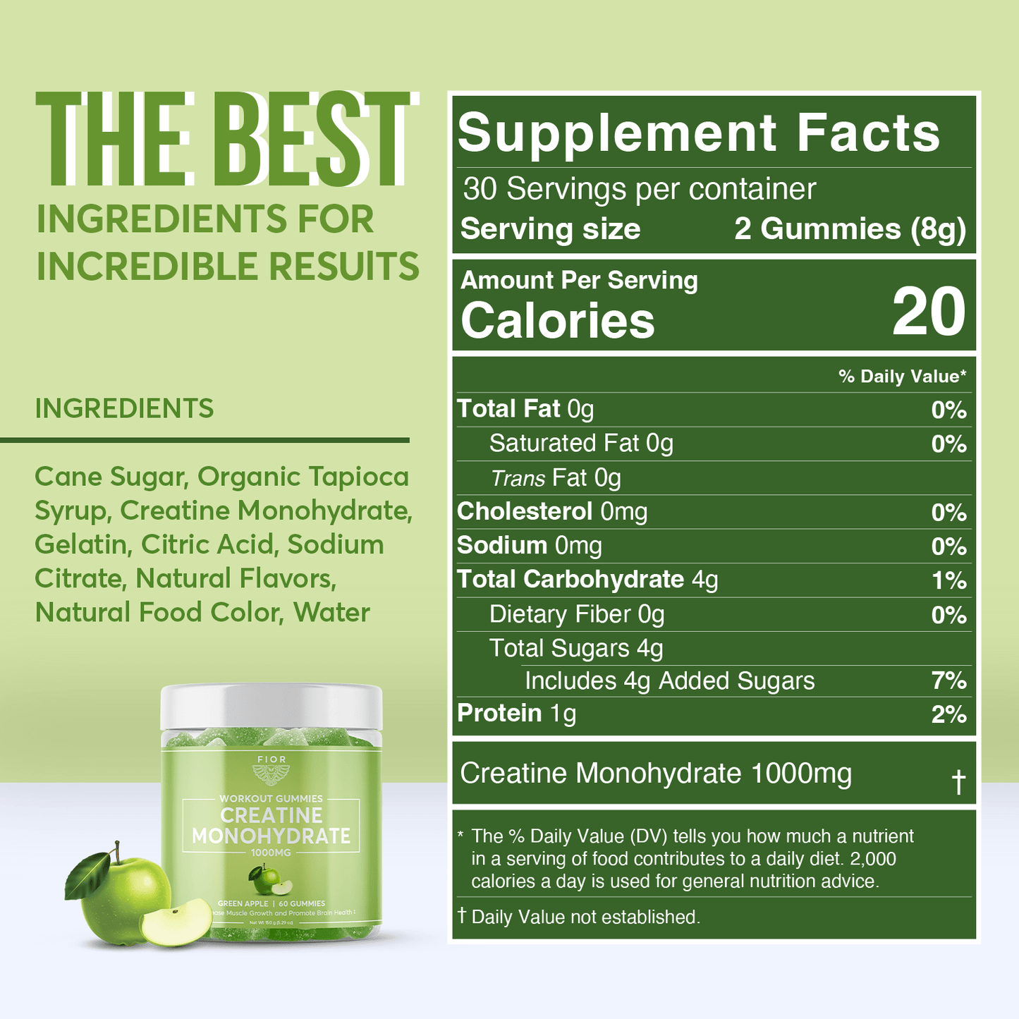 FIOR Creatine Gummies - Green Apple Flavor - FIOR