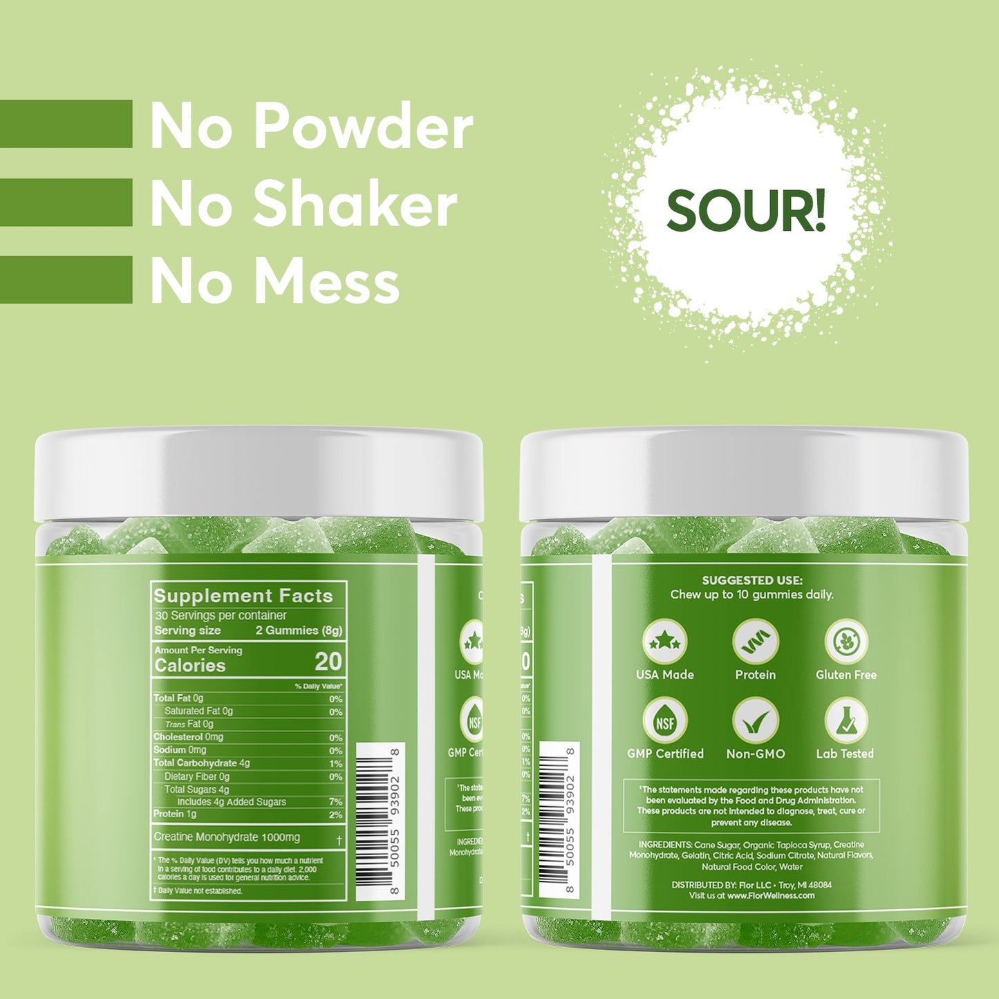 FIOR Creatine Gummies - Sour Green Apple Flavor - FIOR