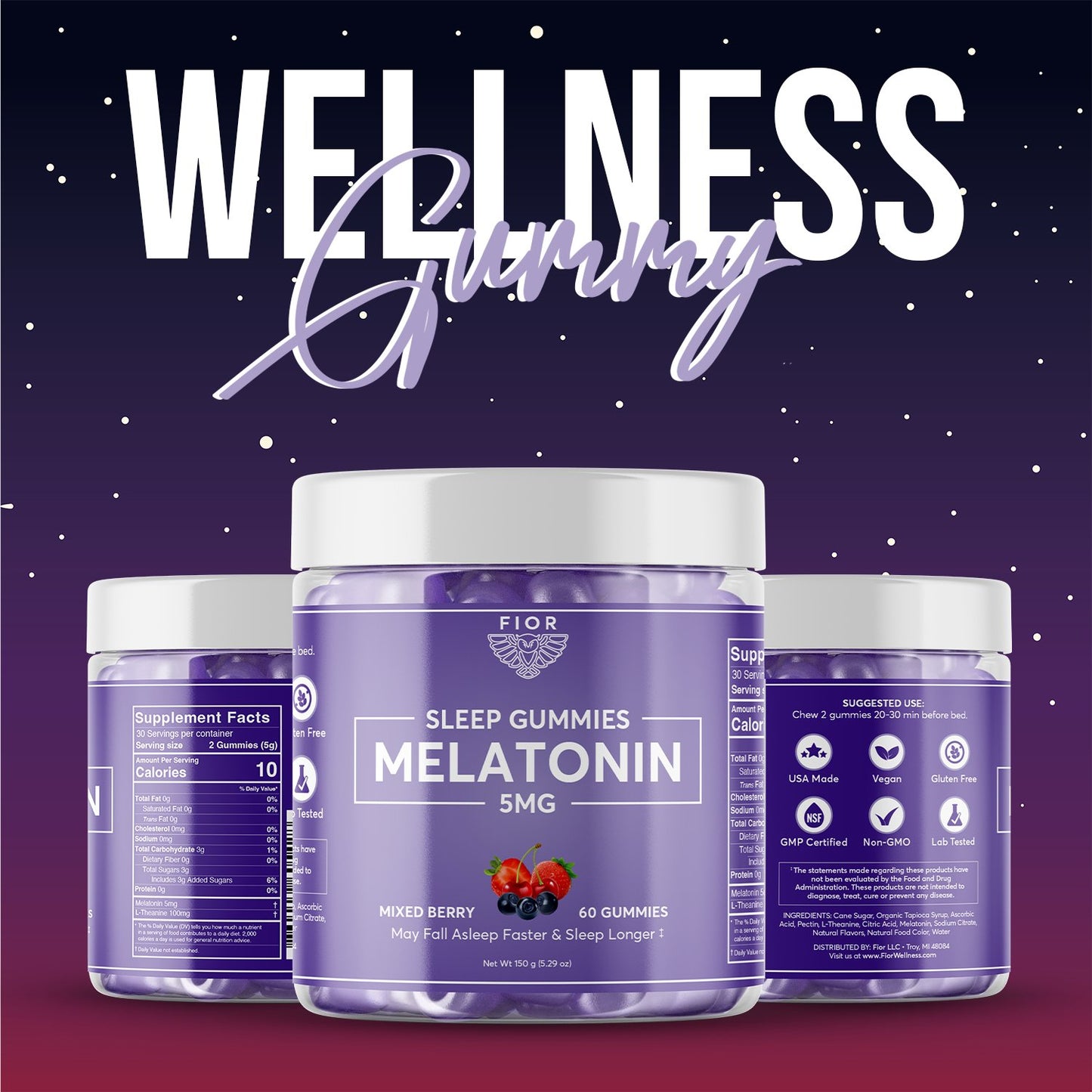 FIOR Melatonin Gummies 60 count - FIOR