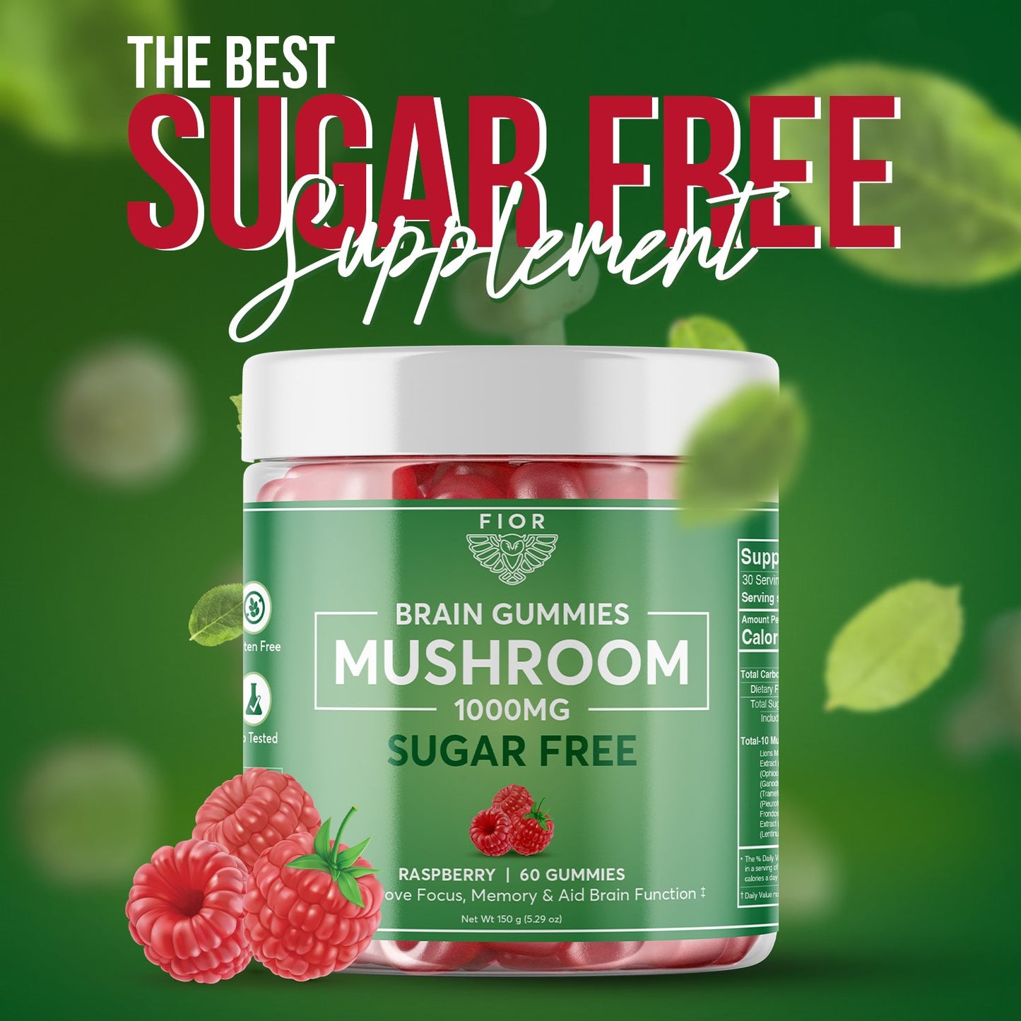 FIOR Sugar Free 10 Mushroom Blend Gummies 60 count - FIOR