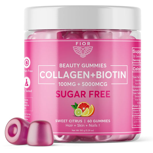 FIOR Sugar Free Biotin and Collagen Gummy 60 count - FIOR
