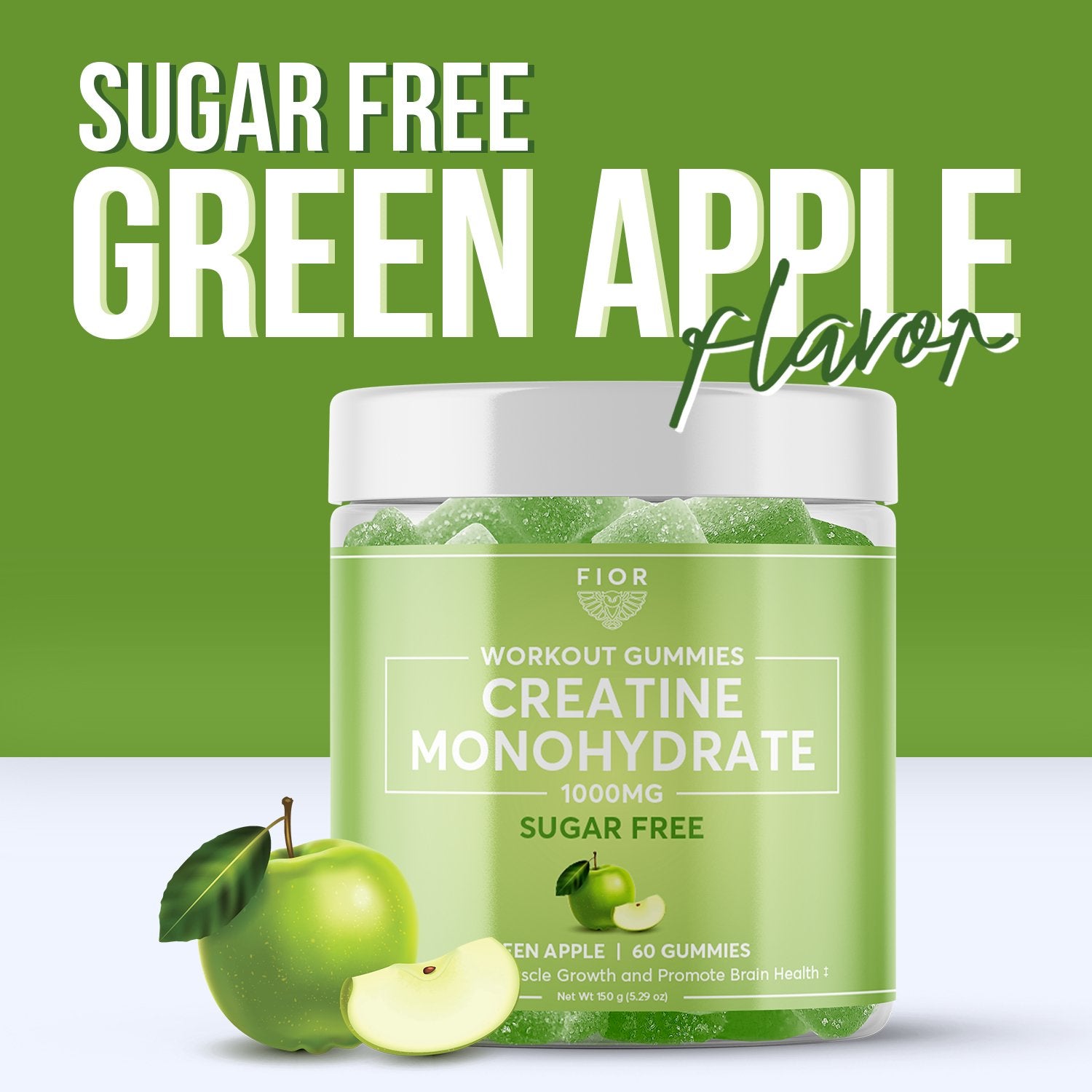 FIOR Sugar Free Creatine Gummies - Green Apple Flavor - FIOR