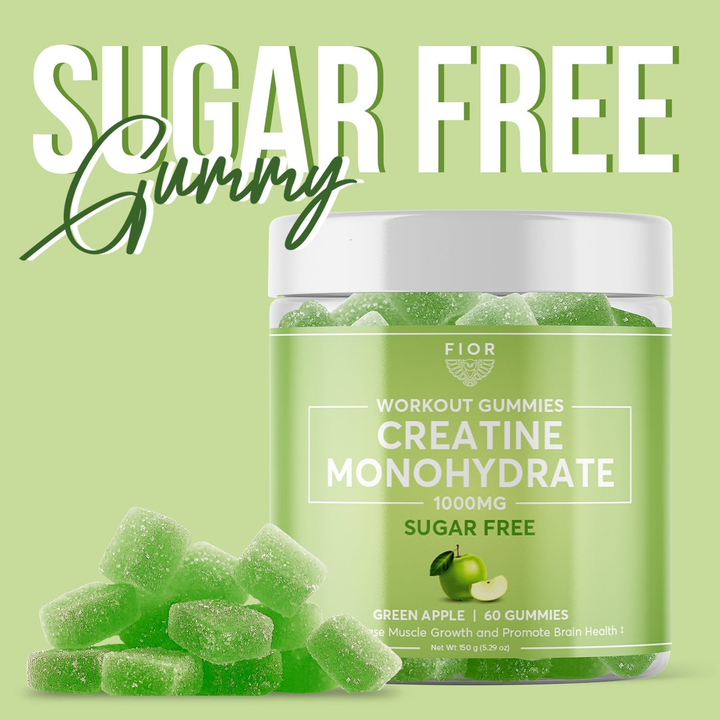 FIOR Sugar Free Creatine Gummies - Green Apple Flavor - FIOR