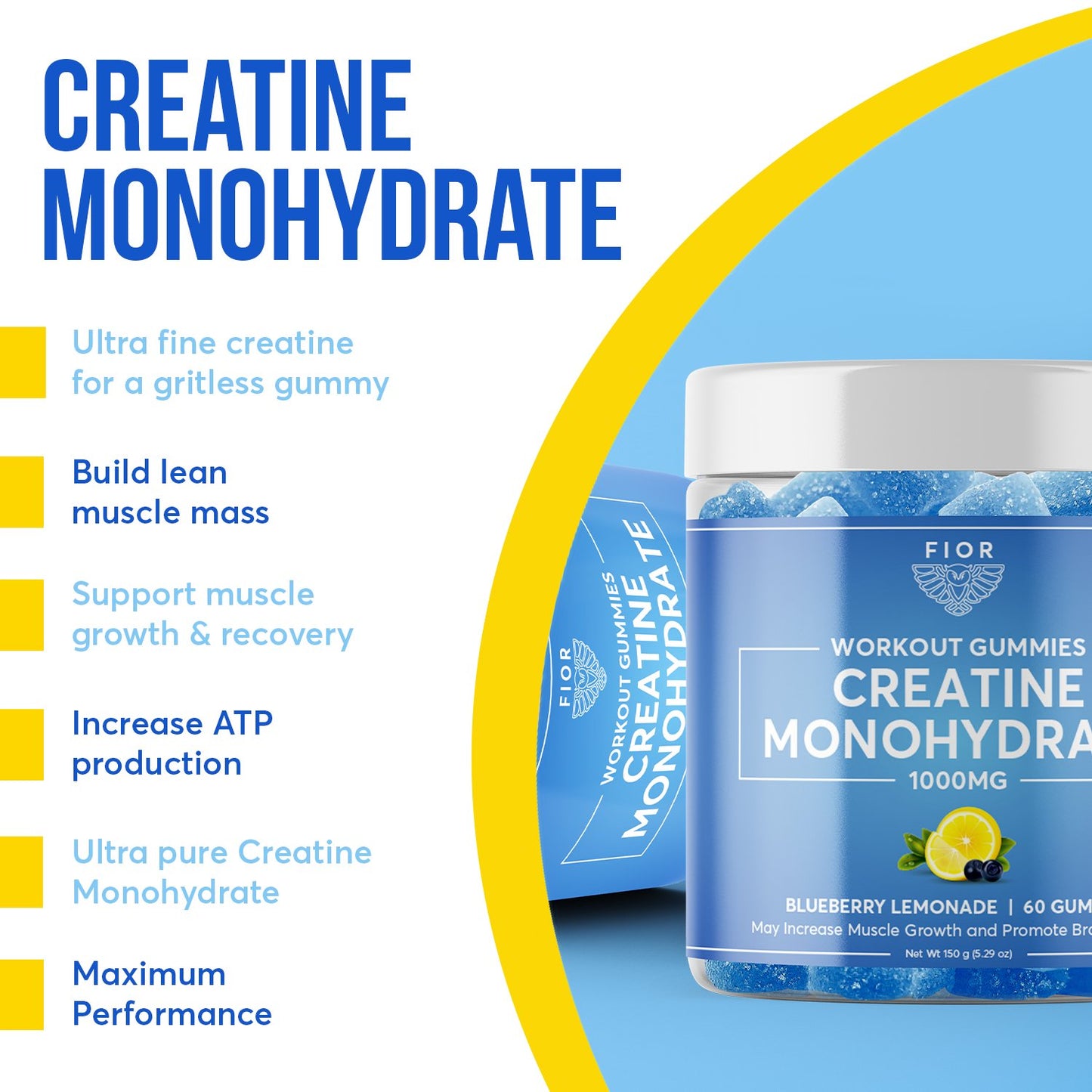 FIOR Creatine Gummies - Blueberry Lemonade Flavor - FIOR