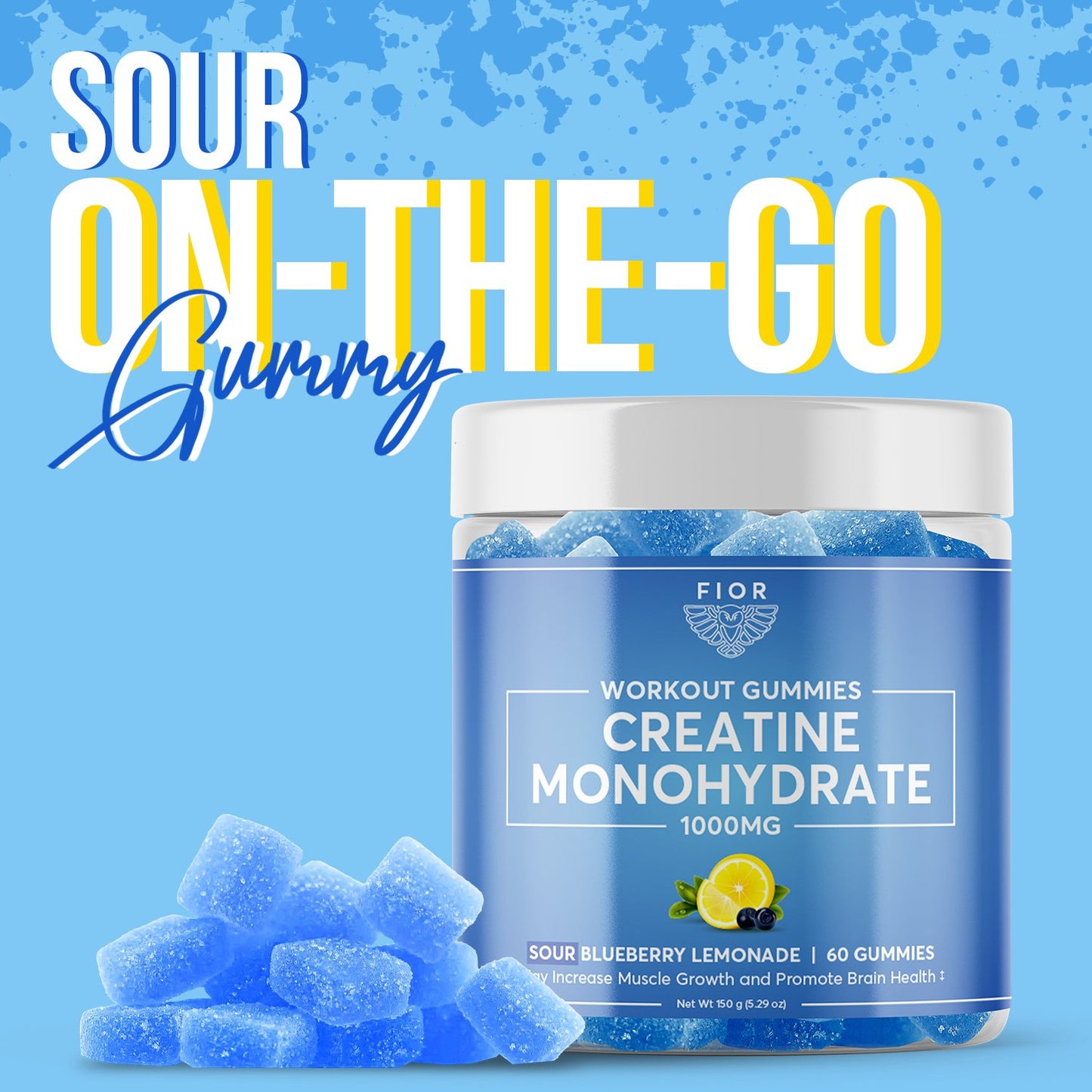 FIOR Creatine Gummies - Sour Blueberry Lemonade Flavor - FIOR