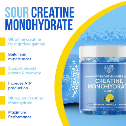 FIOR Creatine Gummies - Sour Blueberry Lemonade Flavor - FIOR