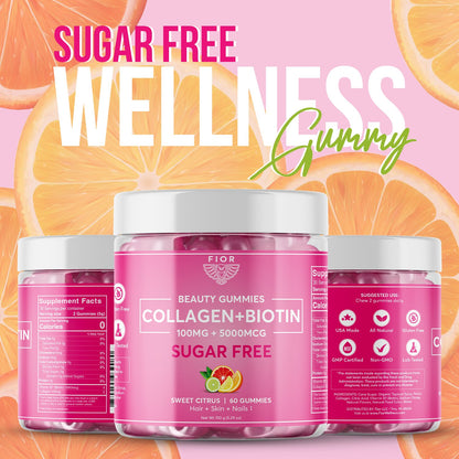 FIOR Sugar Free Biotin and Collagen Gummy 60 count - FIOR